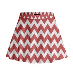 Coral Chevron Pattern Gifts Mini Flare Skirt by GardenOfOphir