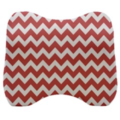 Coral Chevron Pattern Gifts Velour Head Support Cushion by GardenOfOphir