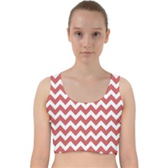 Coral Chevron Pattern Gifts Velvet Racer Back Crop Top by GardenOfOphir