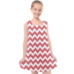 Coral Chevron Pattern Gifts Kids  Cross Back Dress by GardenOfOphir