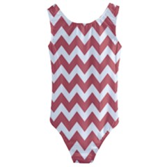 Coral Chevron Pattern Gifts Kids  Cut-out Back One Piece Swimsuit by GardenOfOphir