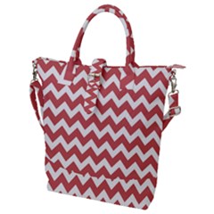 Coral Chevron Pattern Gifts Buckle Top Tote Bag by GardenOfOphir