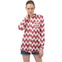 Coral Chevron Pattern Gifts Long Sleeve Satin Shirt View1