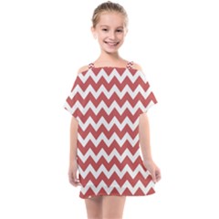 Coral Chevron Pattern Gifts Kids  One Piece Chiffon Dress by GardenOfOphir