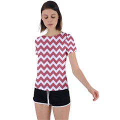 Coral Chevron Pattern Gifts Back Circle Cutout Sports Tee by GardenOfOphir