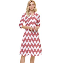 Coral Chevron Pattern Gifts Classy Knee Length Dress by GardenOfOphir