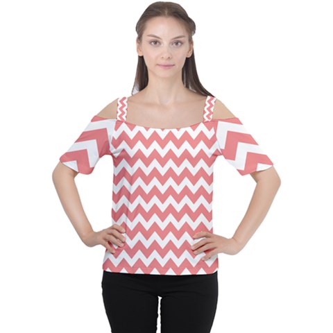 Chevron Pattern Gifts Cutout Shoulder Tee by GardenOfOphir