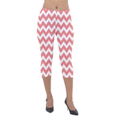 Chevron Pattern Gifts Lightweight Velour Capri Leggings  by GardenOfOphir