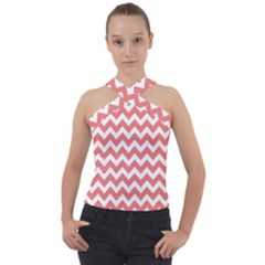 Chevron Pattern Gifts Cross Neck Velour Top by GardenOfOphir