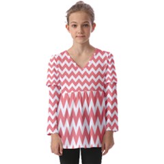 Chevron Pattern Gifts Kids  V Neck Casual Top by GardenOfOphir