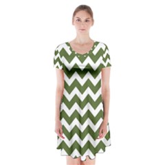 Chevron Pattern Gifts Short Sleeve V-neck Flare Dress by GardenOfOphir