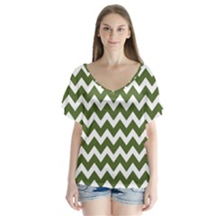 Chevron Pattern Gifts V-neck Flutter Sleeve Top by GardenOfOphir