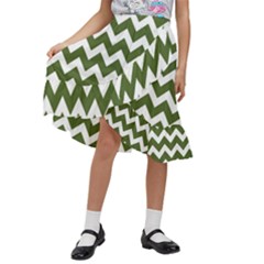 Chevron Pattern Gifts Kids  Ruffle Flared Wrap Midi Skirt