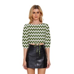 Chevron Pattern Gifts Mid Sleeve Drawstring Hem Top