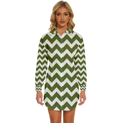 Chevron Pattern Gifts Womens Long Sleeve Shirt Dress by GardenOfOphir