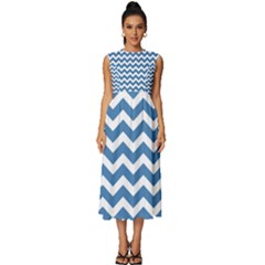 Chevron Pattern Gifts Sleeveless Round Neck Midi Dress by GardenOfOphir