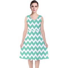 Chevron Pattern Giftt V-neck Midi Sleeveless Dress  by GardenOfOphir