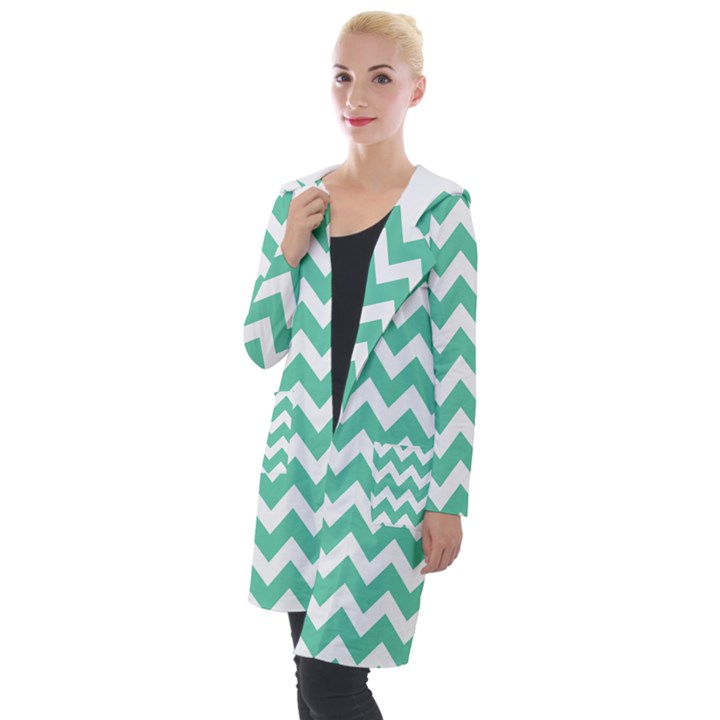 Chevron Pattern Giftt Hooded Pocket Cardigan