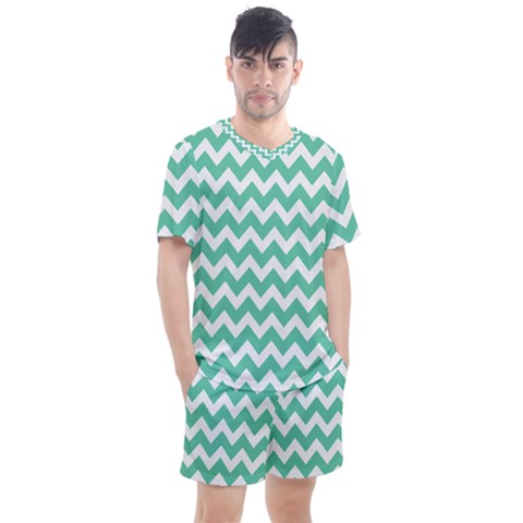 Chevron Pattern Giftt Men s Mesh Tee And Shorts Set by GardenOfOphir