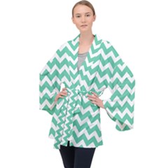 Chevron Pattern Giftt Long Sleeve Velvet Kimono  by GardenOfOphir