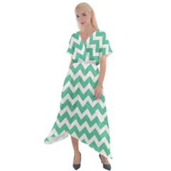 Chevron Pattern Giftt Cross Front Sharkbite Hem Maxi Dress by GardenOfOphir