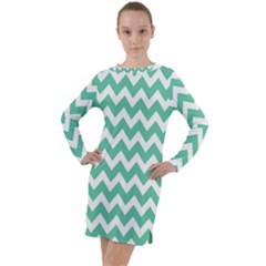 Chevron Pattern Giftt Long Sleeve Hoodie Dress by GardenOfOphir