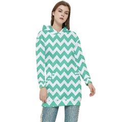 Chevron Pattern Giftt Women s Long Oversized Pullover Hoodie by GardenOfOphir