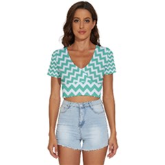 Chevron Pattern Giftt V-neck Crop Top by GardenOfOphir