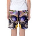 Skull With Flowers - Day Of The Dead Women s Basketball Shorts View2