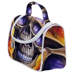 Skull With Flowers - Day Of The Dead Satchel Handbag by GardenOfOphir