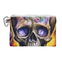 Skull With Flowers - Day Of The Dead Canvas Cosmetic Bag (Large) View1