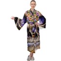 Skull With Flowers - Day Of The Dead Maxi Velvet Kimono View1