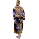 Skull With Flowers - Day Of The Dead Maxi Velvet Kimono View2