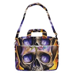 Skull With Flowers - Day Of The Dead Macbook Pro 16  Shoulder Laptop Bag by GardenOfOphir