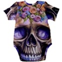 Skull With Flowers - Day Of The Dead Baby Short Sleeve Bodysuit View2