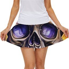 Skull With Flowers - Day Of The Dead Women s Skort by GardenOfOphir