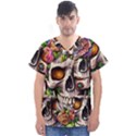 Gothic Skull With Flowers - Cute And Creepy Men s V-Neck Scrub Top View1