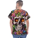 Gothic Skull With Flowers - Cute And Creepy Men s V-Neck Scrub Top View2