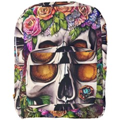 Gothic Skull With Flowers - Cute And Creepy Full Print Backpack by GardenOfOphir