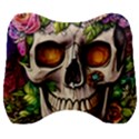 Gothic Skull With Flowers - Cute And Creepy Velour Head Support Cushion View1