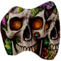 Gothic Skull With Flowers - Cute And Creepy Velour Head Support Cushion View4