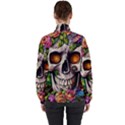 Gothic Skull With Flowers - Cute And Creepy Women s High Neck Windbreaker View2