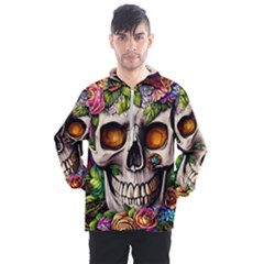 Gothic Skull With Flowers - Cute And Creepy Men s Half Zip Pullover