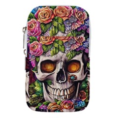 Gothic Skull With Flowers - Cute And Creepy Waist Pouch (small) by GardenOfOphir