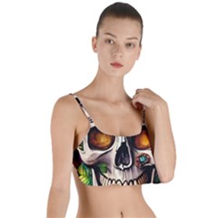 Gothic Skull With Flowers - Cute And Creepy Layered Top Bikini Top  by GardenOfOphir