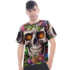 Gothic Skull With Flowers - Cute And Creepy Men s Sport Top by GardenOfOphir