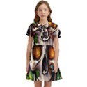 Gothic Skull With Flowers - Cute And Creepy Kids  Bow Tie Puff Sleeve Dress View1