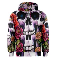 Sugar Skull With Flowers - Day Of The Dead Men s Core Hoodie by GardenOfOphir