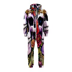 Sugar Skull With Flowers - Day Of The Dead Hooded Jumpsuit (kids)