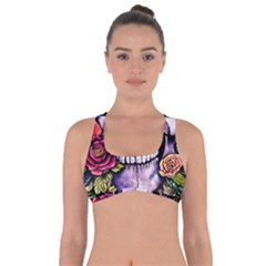 Sugar Skull With Flowers - Day Of The Dead Got No Strings Sports Bra by GardenOfOphir